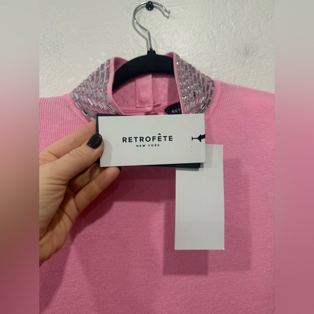 NWT Retrofete Monroe Embellished Knit Dress in Peony Pink size Medium - Picture 14 of 15